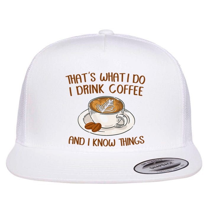 That's What I Do I Drink Coffee And I Know Things Coffee  Flat Bill Trucker Hat