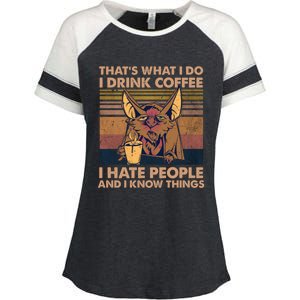 That's What I Do I Coffee I Hate People I Know Things Gift Enza Ladies Jersey Colorblock Tee