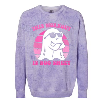 This Workout Is Boo Sheet Halloween Gym Ghost Groovy Pink Colorblast Crewneck Sweatshirt