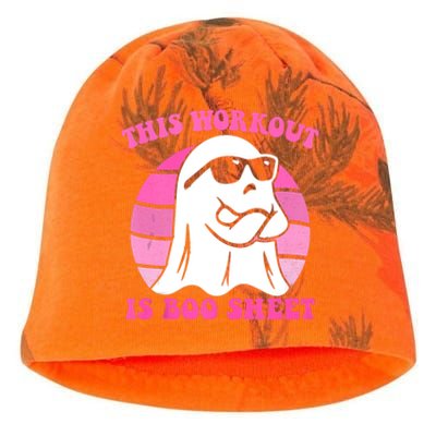 This Workout Is Boo Sheet Halloween Gym Ghost Groovy Pink Kati - Camo Knit Beanie