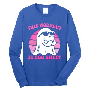 This Workout Is Boo Sheet Halloween Gym Ghost Groovy Pink Long Sleeve Shirt