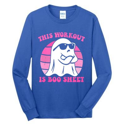 This Workout Is Boo Sheet Halloween Gym Ghost Groovy Pink Tall Long Sleeve T-Shirt