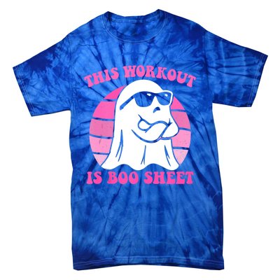 This Workout Is Boo Sheet Halloween Gym Ghost Groovy Pink Tie-Dye T-Shirt