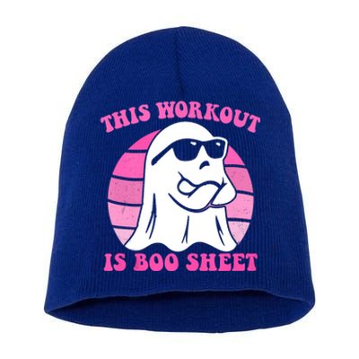 This Workout Is Boo Sheet Halloween Gym Ghost Groovy Pink Short Acrylic Beanie