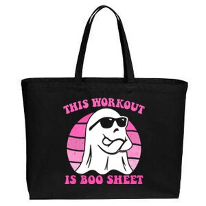 This Workout Is Boo Sheet Halloween Gym Ghost Groovy Pink Cotton Canvas Jumbo Tote