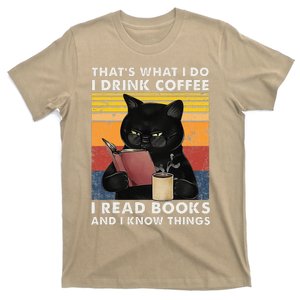 Thats What I Do I Drink Coffee I Read Books Retro Black Cat T-Shirt