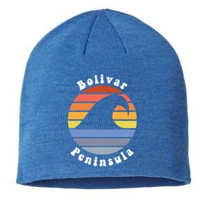 Tx Wave In Bolivar Peninsula Texas Beach Vacation Souvenir Funny Gift Sustainable Beanie