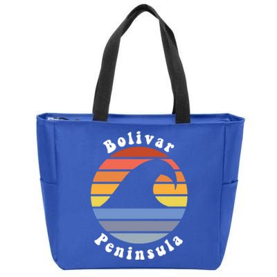 Tx Wave In Bolivar Peninsula Texas Beach Vacation Souvenir Funny Gift Zip Tote Bag