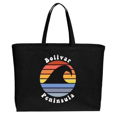 Tx Wave In Bolivar Peninsula Texas Beach Vacation Souvenir Funny Gift Cotton Canvas Jumbo Tote