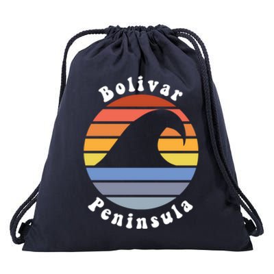 Tx Wave In Bolivar Peninsula Texas Beach Vacation Souvenir Funny Gift Drawstring Bag