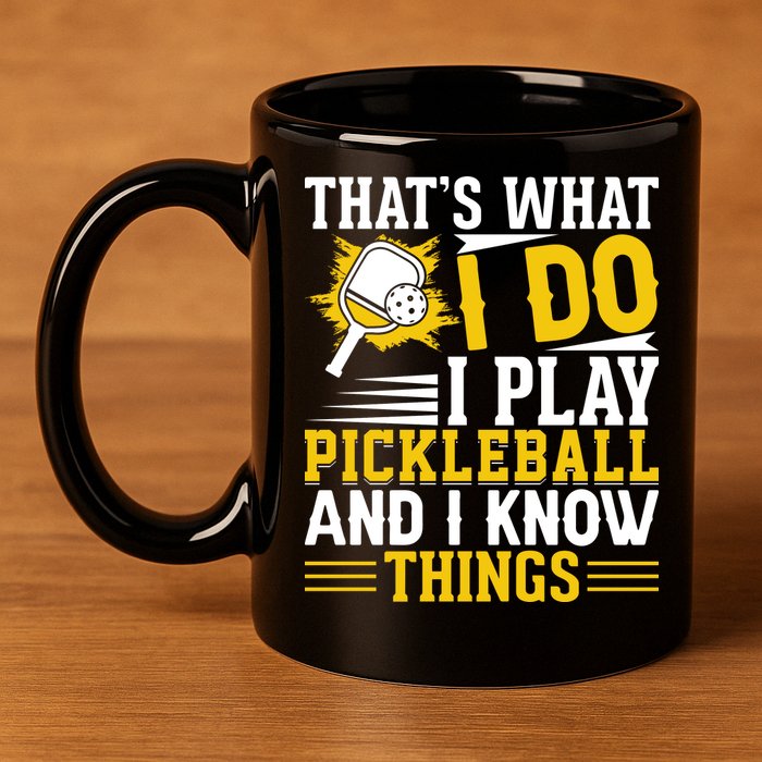 That's What I Do I Play Pickleball And I Know Things 11oz C Handle Ceramic Mug