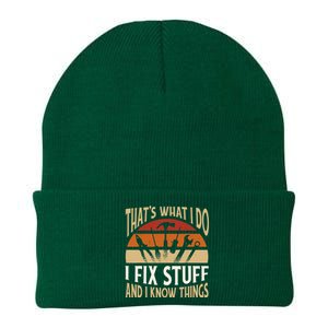 That's What I Do I Fix Stuff And I Know Things Funny Saying Knit Cap Winter Beanie