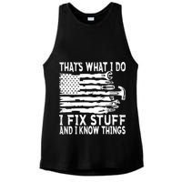 That's What I Do I Fix Stuff And I Know Things Funny Ladies PosiCharge Tri-Blend Wicking Tank