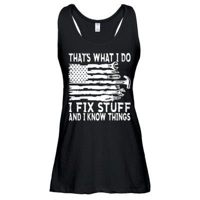 That's What I Do I Fix Stuff And I Know Things Funny Ladies Essential Flowy Tank