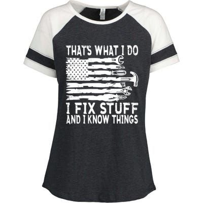 That's What I Do I Fix Stuff And I Know Things Funny Enza Ladies Jersey Colorblock Tee