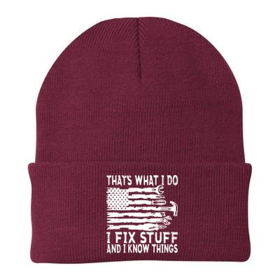 That's What I Do I Fix Stuff And I Know Things Funny Knit Cap Winter Beanie