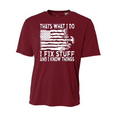That's What I Do I Fix Stuff And I Know Things Funny Youth Performance Sprint T-Shirt