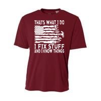 That's What I Do I Fix Stuff And I Know Things Funny Youth Performance Sprint T-Shirt