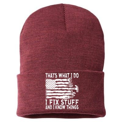 That's What I Do I Fix Stuff And I Know Things Funny Sustainable Knit Beanie