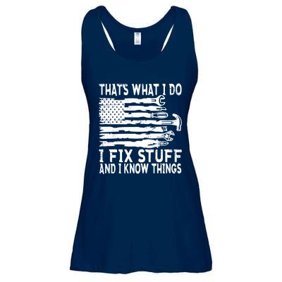 That's What I Do I Fix Stuff And I Know Things Funny Ladies Essential Flowy Tank