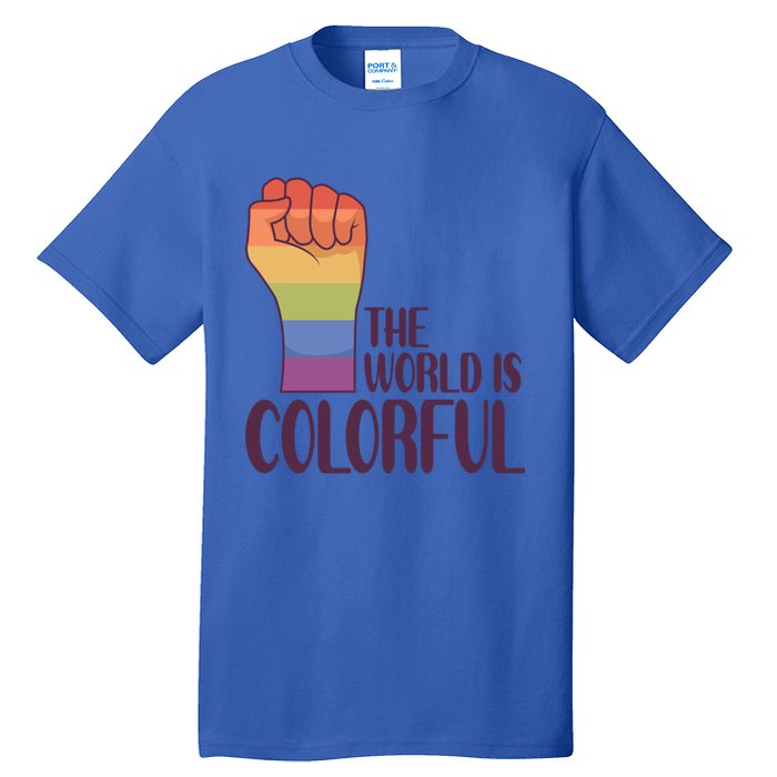 The World Is Colorful Gay Queer Couple Rainbow Lgbtq Pride Gift Tall T-Shirt