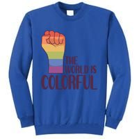 The World Is Colorful Gay Queer Couple Rainbow Lgbtq Pride Gift Tall Sweatshirt