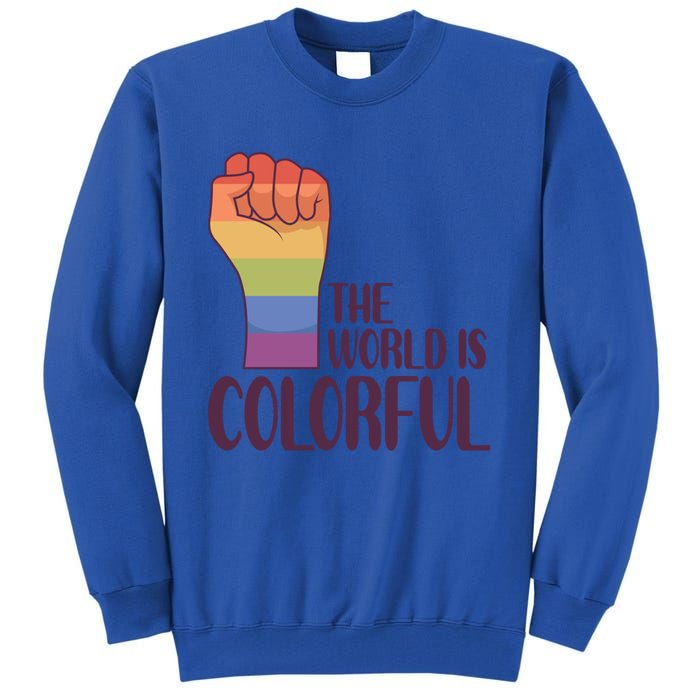 The World Is Colorful Gay Queer Couple Rainbow Lgbtq Pride Gift Tall Sweatshirt