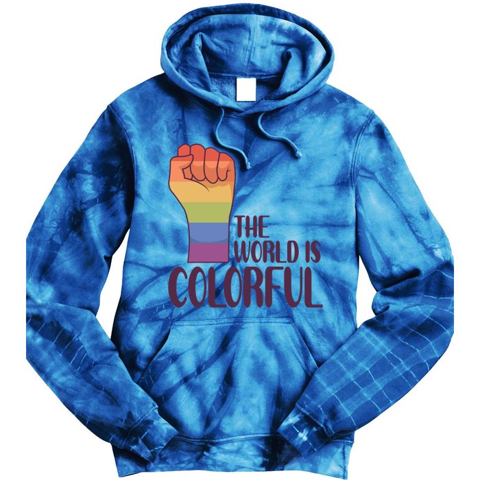 The World Is Colorful Gay Queer Couple Rainbow Lgbtq Pride Gift Tie Dye Hoodie