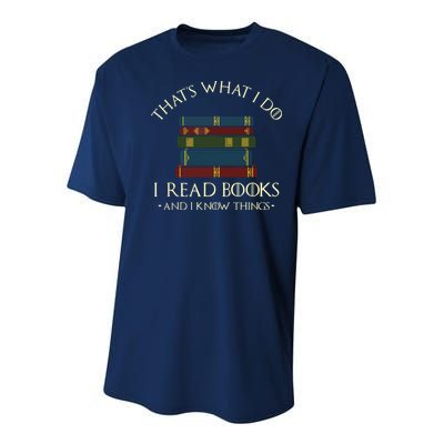 That's What I Do I Read Books And I Know Things Reading Youth Performance Sprint T-Shirt