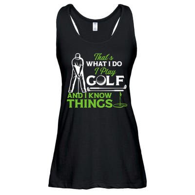That's What I Do I Play Golf And I Know Things Humor Father's Day Gift For Dad Ladies Essential Flowy Tank
