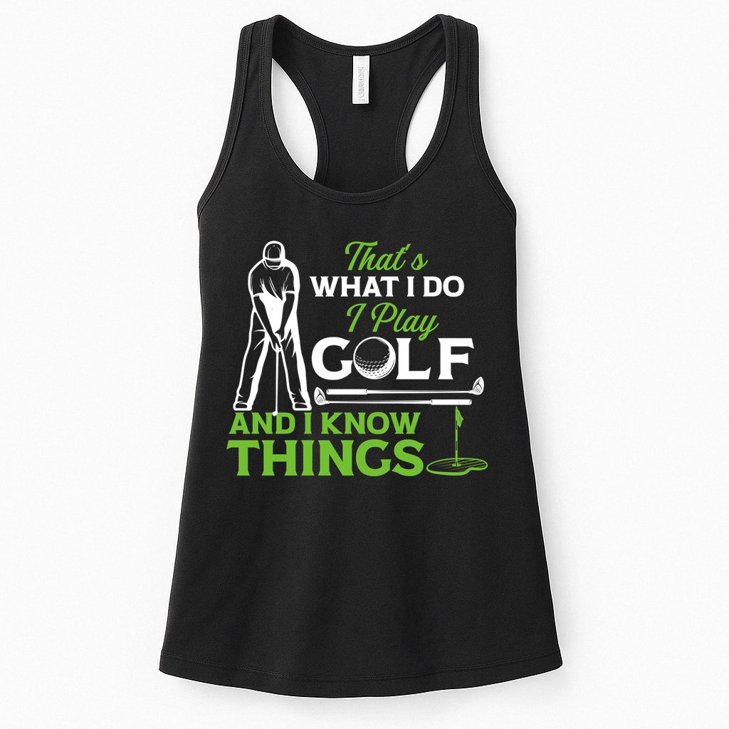 That's What I Do I Play Golf And I Know Things Humor Father's Day Gift For Dad Womens Tank Top