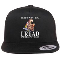 That's What I Do I Read And I Know Things Sloth Reading Book Flat Bill Trucker Hat