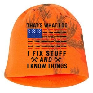 That's What I Do I Fix Stuff and I Know Things Mechanic  Kati - Camo Knit Beanie