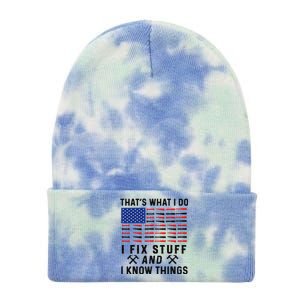 That's What I Do I Fix Stuff and I Know Things Mechanic  Tie Dye 12in Knit Beanie