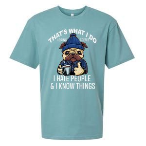 That's What I Do I Coffee Hate People Know Things Gift Sueded Cloud Jersey T-Shirt