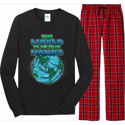 The World Is In Our Hands Save The Environt Earth Day Cute Gift Long Sleeve Pajama Set