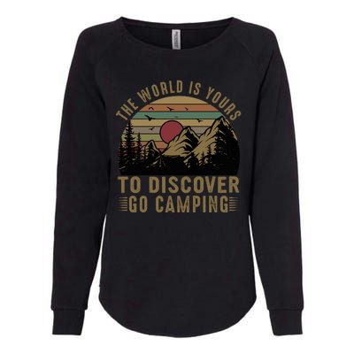 The World Is Yours To Discover, Go Camping Retro Womens California Wash Sweatshirt