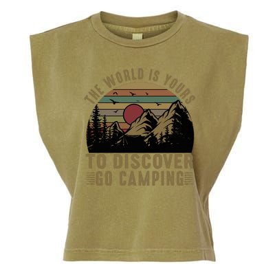 The World Is Yours To Discover, Go Camping Retro Garment-Dyed Women's Muscle Tee