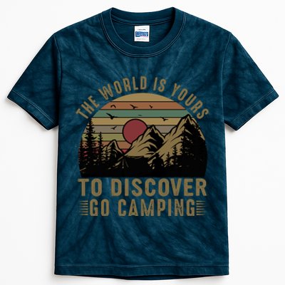 The World Is Yours To Discover, Go Camping Retro Kids Tie-Dye T-Shirt