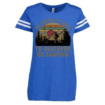 The World Is Yours To Discover, Go Camping Retro Enza Ladies Jersey Football T-Shirt