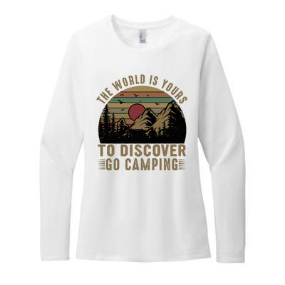 The World Is Yours To Discover, Go Camping Retro Womens CVC Long Sleeve Shirt