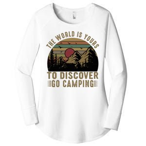 The World Is Yours To Discover, Go Camping Retro Women's Perfect Tri Tunic Long Sleeve Shirt