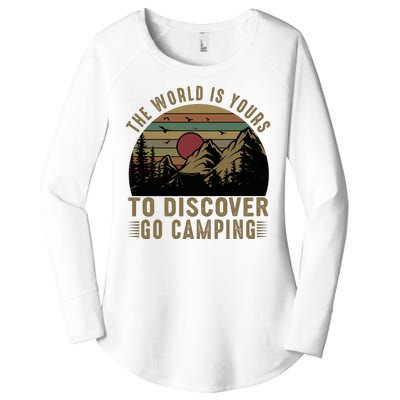 The World Is Yours To Discover, Go Camping Retro Women's Perfect Tri Tunic Long Sleeve Shirt