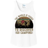 The World Is Yours To Discover, Go Camping Retro Ladies Essential Tank