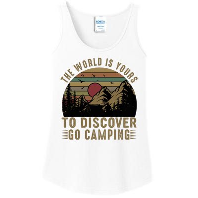 The World Is Yours To Discover, Go Camping Retro Ladies Essential Tank