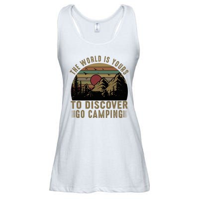 The World Is Yours To Discover, Go Camping Retro Ladies Essential Flowy Tank