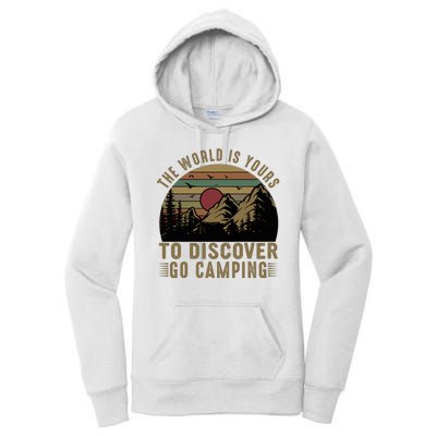 The World Is Yours To Discover, Go Camping Retro Women's Pullover Hoodie