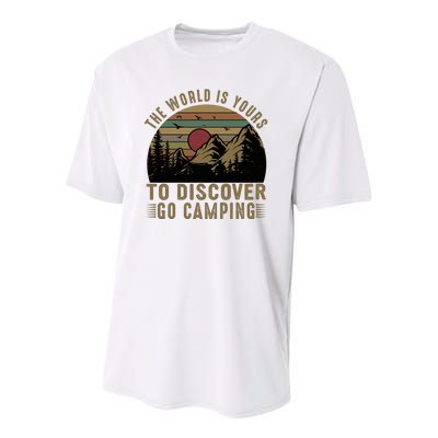 The World Is Yours To Discover, Go Camping Retro Youth Performance Sprint T-Shirt