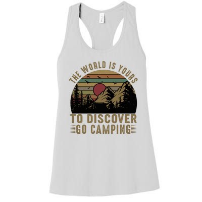 The World Is Yours To Discover, Go Camping Retro Women's Racerback Tank