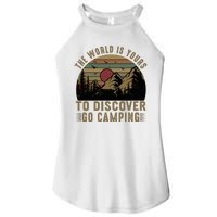 The World Is Yours To Discover, Go Camping Retro Women’s Perfect Tri Rocker Tank